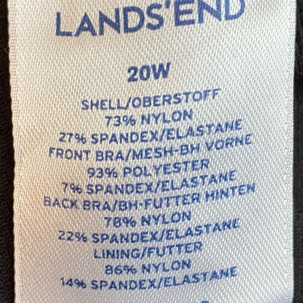 Lands’ End Tankini Top- Black with blue floral print like new condition … - Picture 3 of 5